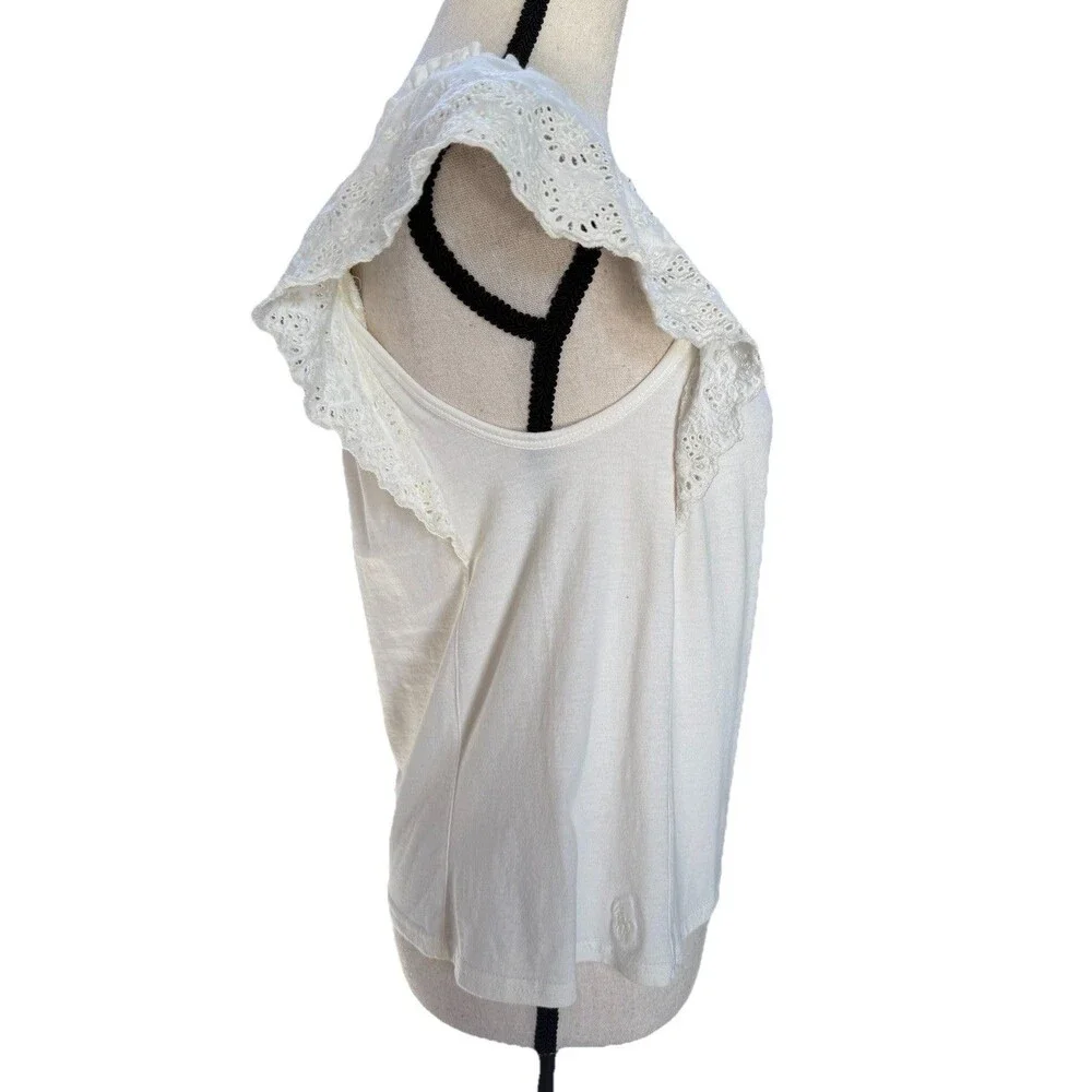 NWT Polo Ralph Lauren Girls Ruffled Top Sea Harbor White, M (8-10).